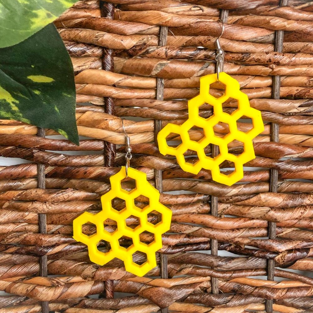 Handmade Honeycomb Polymer Earrings